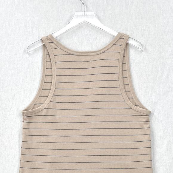 FAHERTY Whisper Organic Cotton Blend Tank Womens L Azure Stripe Tan Navy NEW - Picture 5 of 12